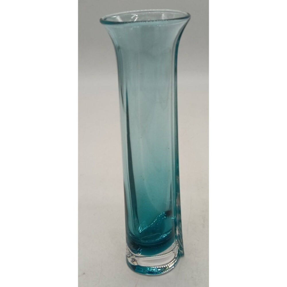 Vintage Riihimaki Teal Blue Glass MCM 8.75" Bud Vase Finland